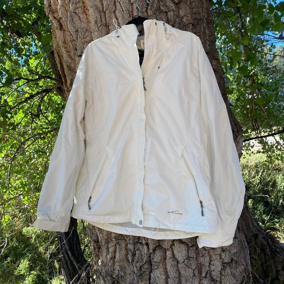Eddie Bauer Womens Weatheredge365 Shell Waterproof Jacket, White, Size L Tall - Picture 1 of 13